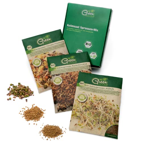 Green SEEDS Bio Keimsprossen Saatgut 3er Set Fitness-Mix in nachhaltiger Graspapier-Verpackung Green SEEDS Bio Keimsprossen Saatgut 3er Set Fitness-Mix in nachhaltiger Graspapier-Verpackung von Green SEEDS