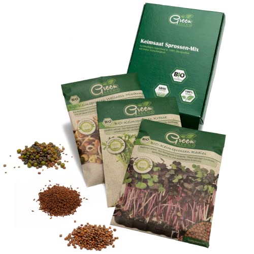 Green SEEDS Bio Keimsprossen Saatgut 3er Set Wellness-Mix in nachhaltiger Graspapier-Verpackung + Sprossen ABC Green SEEDS Bio Keimsprossen Saatgut 3er Set Wellness-Mix in nachhaltiger Graspapier-Verpackung + Sprossen ABC von Green SEEDS