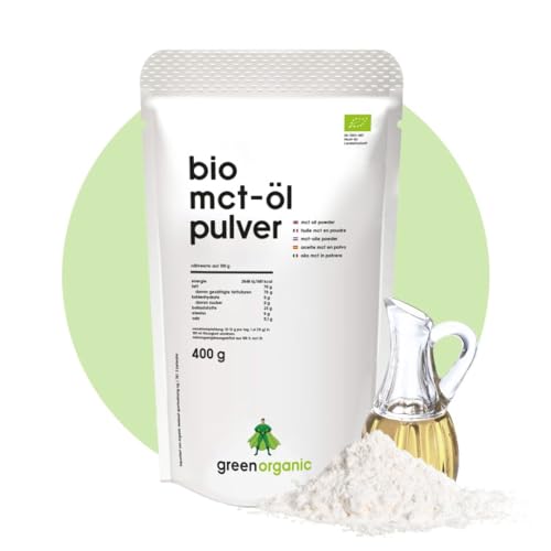 Bio MCT-Öl-Pulver Kokos vegan, laktosefrei, Keto, Bulletproof, C8/C10 MCT, geschmacksneutral - 400g von GreenOrganic