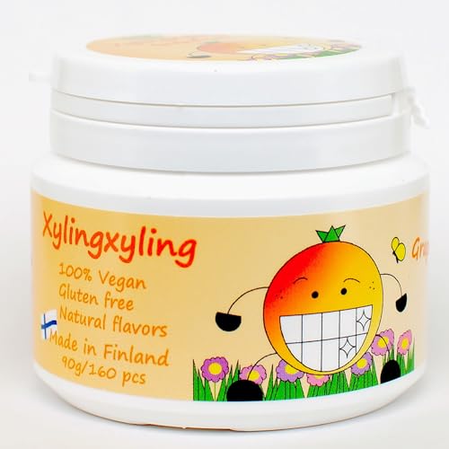 Xylingxyling - Finnische Xylitol-Pastille - 100% vegan, ohne Zucker, glutenfrei, natürliche Aromen für Zahnpflege und frischen Atem, 90g/160pcs x 4er Pack (Grapefruit) von Greenalle