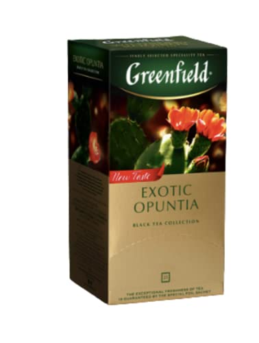 GREENFIELD EXOTIC OPUNTIA | NEU | AROMATISIERTER SCHWARZER TEE | Schwarztee, Hibiskus, Birne, Basilikum | Flavoured Black Tea | 25 beutel von Greenfield