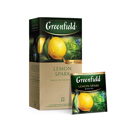 GREENFIELD LEMON SPARK | Schwarztee | Aromatisierter Schwarzer Tee mit Zitrone und Orange | Flavoured Black Tea | Teebeutel | 25 beutel, 37,5g von Greenfield