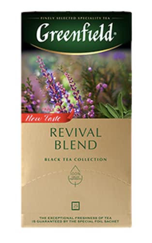 GREENFIELD REVIVAL BLEND | NEU | Schwarztee | Aromatisierter Schwarzer Tee mit Salbei und Eukalyptus | 25 beutel von Greenfield