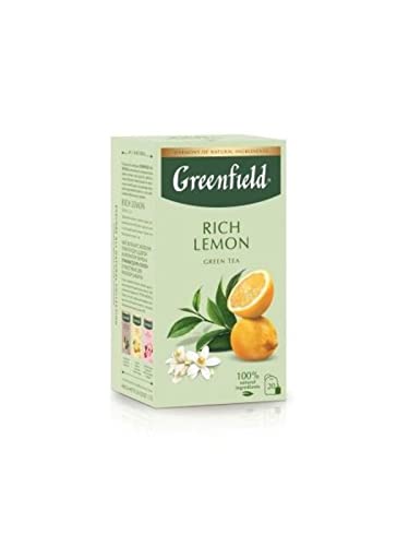 Green Tee Greenfield natural RICH LEMON | 20 beutel | grüner Tee mit Zitronenschale Apfel und Hibiskus | von Greenfield