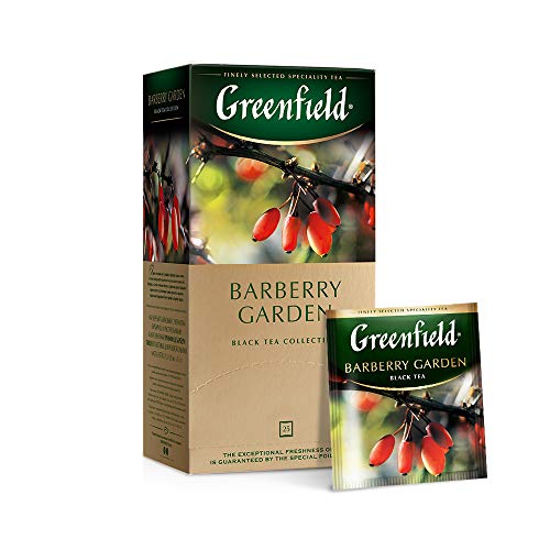 Greenfield Barberry Garden, Aromatisierter Schwarzer Tee, Hibiskus, Berberitze, Kornblume, Vergissmeinnicht, Teebeutel (1,5g x 25), 37,5g von Greenfield