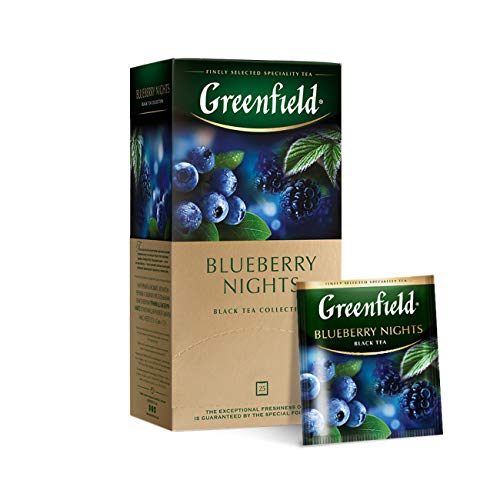 GREENFIELD BLUEBERRY NIGHTS | Schwarzer Tee, Hibiskus, Blaubeere, schwarze Johannisbeere, Malve | 25 Teebeutel | 37,5g von Greenfield