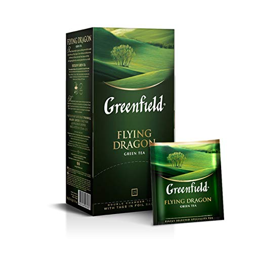 Greenfield Flying Dragon, Chinesischer Grüner Tee, Green Tea, 25 Teebeutel mit zwei Beuteln in Folienbeuteln (25 x 2 g), 50 g [2 stück] von Greenfield