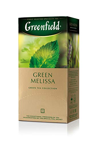Greenfield Grüner Tee, Grün Melissa, 25 Teebeutel in einer Box [10er packung] von Greenfield