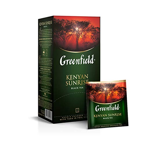 GREENFIELD KENYAN SUNRISE | 25 TEE BEUTEL | Schwarztee | Klassischer Schwarzer Tee | Frühstück | Kenia | Antioxidants rich | Black Tea, Kenya | 50g von Greenfield