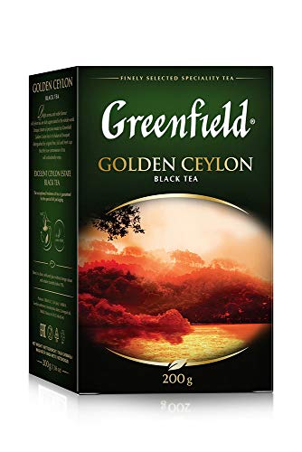 GREENFIELD GOLDEN CEYLON | Schwarzer Loser Tee 200G | Leaf | Schwarztee von Sri Lanka | Schwarzer Tee lose - feinste Blatt-Qualität | Frühstückstee | Single Origin von Greenfield