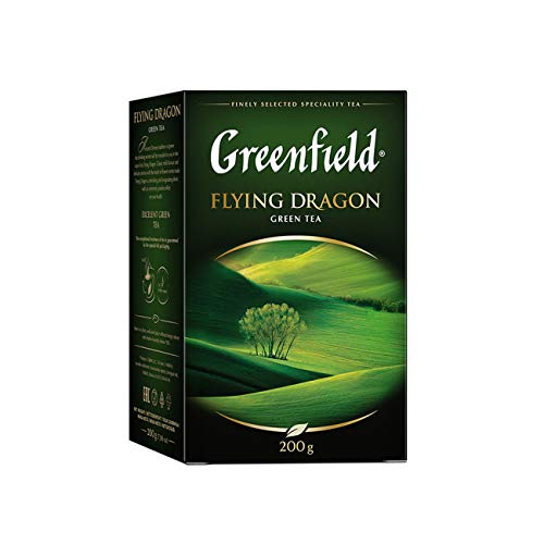 GREENFIELD FLYING DRAGON | Grüner Tee | Grüne Teeblätter | 100% reiner grüner Tee | Pure Green Tea | Lose 200g | Koscher | Glutenfrei von Greenfield