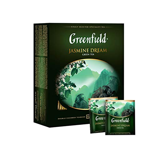 GREENFIELD JASMINE DREAM | Natürlicher chinesischer Jasmin Grüntee | 100 Teebeutel | Grüner Tee mit Jasmin | Jasmine Green Tea 100 tea bags | 200g von Greenfield