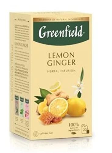 Tee Greenfield natural LEMON GINGER Honig | Aromatischer Tee | 20 tee beutel | Natural | Herbal | von Greenfield