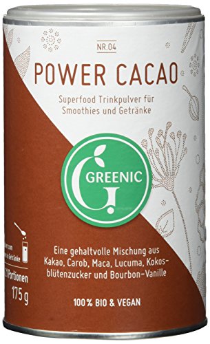 Greenic Power Cacao Superfood Trinkpulver Mischung, 1er Pack (1 x 175 g) von Greenic