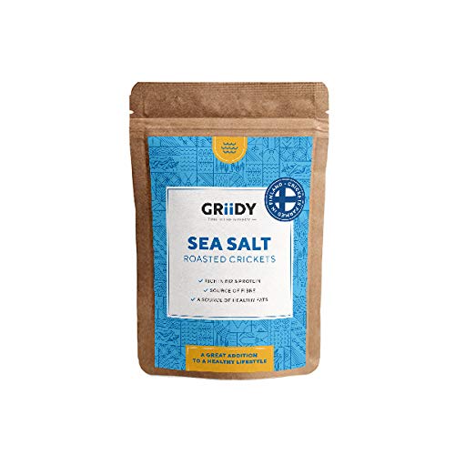 Griidy Sea Salt, geröstete Grillen mit Meersalz, proteinreich, ballaststoffreich, perfekter Insekten Snack, 22 g von Griidy
