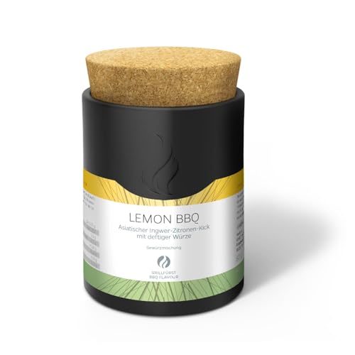 Grillfürst Lemon BBQ, Zitronen-Ingwer BBQ-Rub – 80g, Hochwertige Keramikdose für intensiven Geschmack, Marinade für Fleisch, Gewürzmischung zum Grillen von Grillfürst