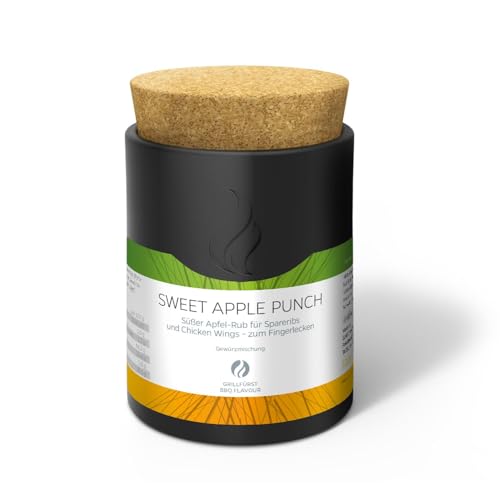 Grillfürst Sweet Apple Punch, Süßer Apfel-Rub – 100g, Fruchtig-würzige BBQ-Gewürzmischung in hochwertiger Keramikdose, Marinade für Fleisch, Gewürzmischung zum Grillen von Grillfürst