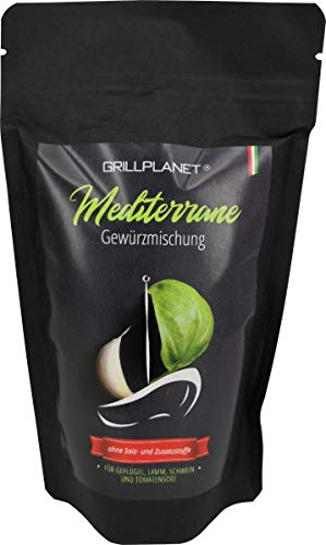 Grillplanet Mediterrane Kräutermischung Gewürzmischung zum Grillen BBQ und Braten auch für Rub geeignet 100g im Aromabeutel von GRILLPLANET