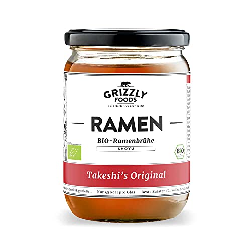 Grizzly Foods • BIO Ramenbrühe (6 x 500ml) • 100% natürlich • Ohne Zucker & Geschmacksverstärker • Lange gekocht • Wertvolle Nährwerte • Fleischbrühe, Fond, Bouillon von Grizzly Foods