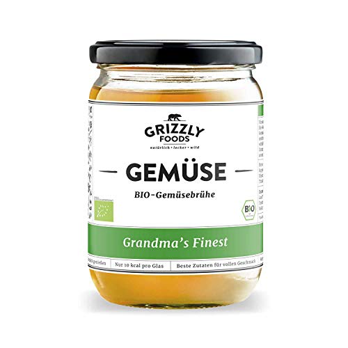 Biologische Gemüsebrühe aus Deutschland (6x500ml) • Lange gekocht • Wertvolle Nährwerte • Vegetarisch • Grandma's Finest von Grizzly Snacks