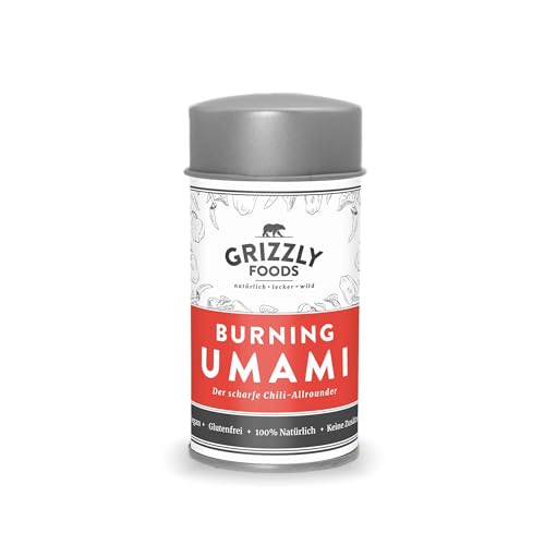 Scharfes Burning Umami Gewürz • Bringt Schärfe ins Essen • Ideal als Steakmarinade • Grillgewürz • Chili-Gewürz • Gewürzmischung von Grizzly Snacks