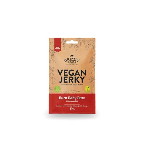 Vegan Jerky • Burn Baby Burn • Veganes Trockenfleisch im Set (240g (8 x 30g)) von Grizzly Snacks