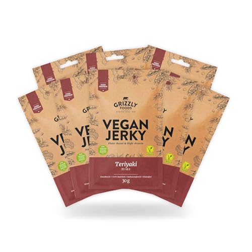 Vegan Jerky • Teriyaki • Veganes Trockenfleisch im Set (240g (8 x 30g)) von Grizzly Snacks