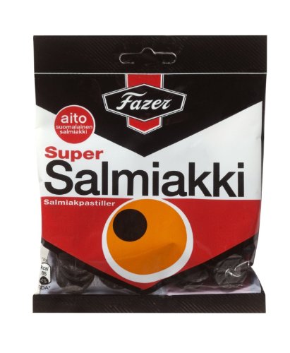 8 x 80g. of Fazer SUPER Salmiakki Finnish Salted Liquorice Licorice Salmiak Wine Gum Pastilles Candy Sweets Bag Wholesale von GroceryCentre
