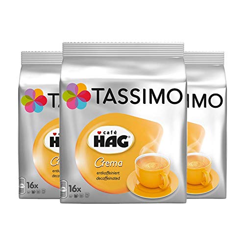 Tassimo Café HAG Crema Entkoffeiniert, Kaffeekapsel, 3er Pack, 3 x 16 T-Discs