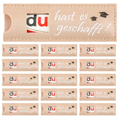 20 Stück Du hast es geschafft Hülle Filz Geschenke für Schokolade – Verpackung für Abschluss, Abitur, Studium, Prüfung von Grünara