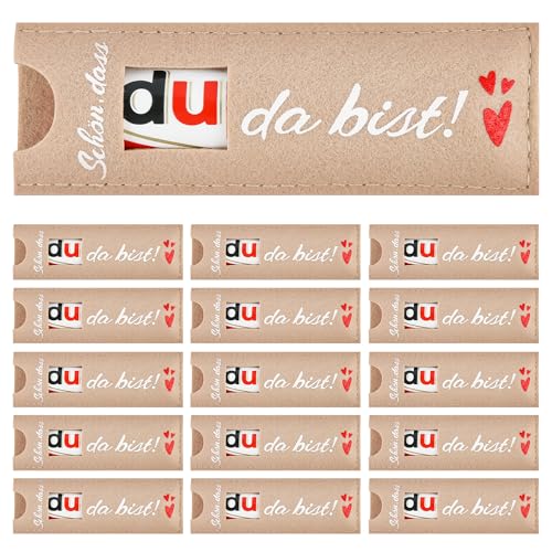 20 Stück Schön dass du da bist Hülle Filz Geschenke für Schokolade Verpackung für Hochzeit Taufe Konfirmation Geburtstag (ohne Schokolade) von Grünara