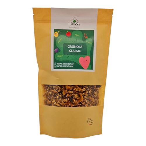 Grünola Classic - Das Frühstück | Ballaststoffreich | Granola | Müsli | Knusprig | Lecker | Haferflocken | getrocknete Früchte | Saaten | Körner | Handgemacht | weniger Zucker von Grünola