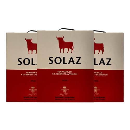 Osborne Solaz Tempranillo Vino de la Tierra de Castilla Bag in Box 3 L (Schachtel mit 3 Bag in Box von 3 L) von Grupo Bodegas Osborne SAU