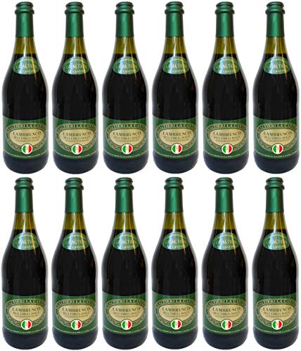 Lambrusco rosso dolce Gualtieri Dell`Emilia IGT (12 X 0,75 L) - Vino Frizzante - Roter Süßer Perlwein 7,5% Vol. aus Italien von Gualtieri