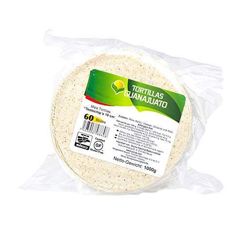 Mais Tortillas aus Mexiko, zum frittieren, ideal für Tortillas-Chips, 15cm Durchmesser, Pack 1000g mit 60 Einheiten - Tortillas de Maiz Tostochips GUANAJUANO 15cm 1000g Mais Tortillas aus Mexiko, zum frittieren, ideal für Tortillas-Chips, 15cm Durchmesser, Pack 1000g mit 60 Einheiten - Tortillas de Maiz Tostochips GUANAJUANO 15cm 1000g von Guanajuato