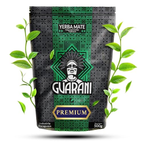 Guarani Premium - Mate Tee aus Paraguay - 500 g - Speziell ausgewählter Mate-Tee ohne Zusatzstoffe - Hohe Dosis von natürlichem Koffein-Enthält Vitamine, Mineralien, Antioxidantien, anregender Mate Tee von Guarani