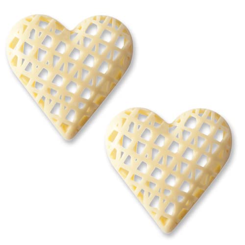 Günthart 32 Stück | Herzen | weiße Schokolade | Gitter-Design | Dekoration für Kuchen, Torten und Cupcakes | Valentinstag und Muttertag von Günthart