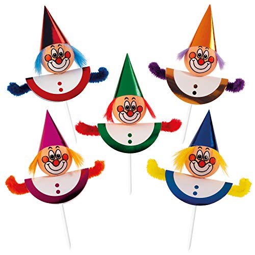 Günthart 5 Chenille Figuren Clowns Einstecker Clowns zum Dekorieren für Gebäck | gemischt | Dekorationsartikel von Günthart