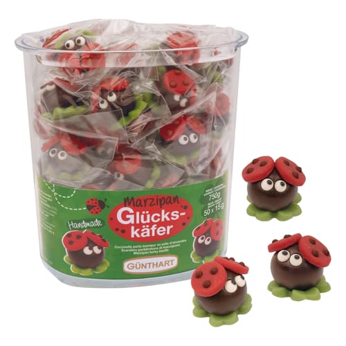 50 Marzipan Glückskäfer in Box, Marzipankäfer, Glückkäfer aus Marzipan, 1er Box (750 g) von Günthart