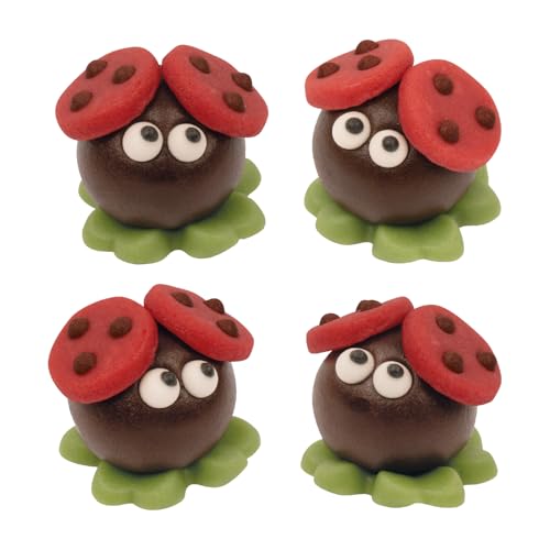 72 Marzipan Glückskäfer auf Kleeblatt, Marzipankäfer, Glückkäfer aus Marzipan, 1er Set (1080 gr) von Günthart