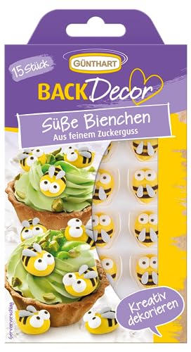 BackDecor 15 süße Bienchen | Zuckerfiguren | Zucker-Bienchen | gelb | schwarz | weiß von Brand New Cake