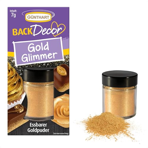 Günthart BackDecor Gold Puder 7 g Goldstaub mit Glitzereffekt, essbarer glänzender Goldstaub Glimmer, 1er Pack (1 x 7 g) von Günthart