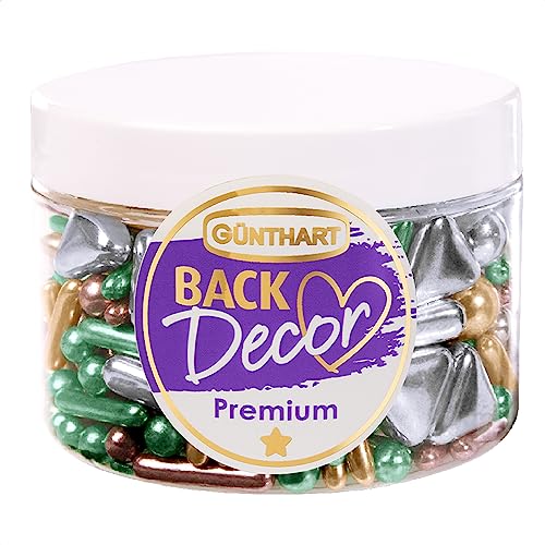 Günthart BackDecor Premium Streuselmix Glam Gems, 130 g, zur Tortendekoration, Streudekor und Streusel zum Dekorieren für Süßspeisen, Dessert, Kuchen oder Torten von Günthart