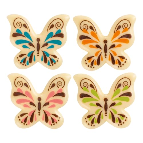 Günthart 112 Stück Schmetterlinge aus feiner weißer Kuvertüre bunt bedruckt als essbare Tortendekoration von Günthart