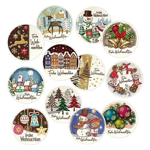 Günthart 12 Stück Dekorschilder "Frohe Weihnachten", rund, in verschiedenen Motiven, zum Dekorieren von Torten und Cupcakes, zum Verzehr geeignet Günthart 12 Stück Dekorschilder "Frohe Weihnachten", rund, in verschiedenen Motiven, zum Dekorieren von Torten und Cupcakes, zum Verzehr geeignet von Günthart