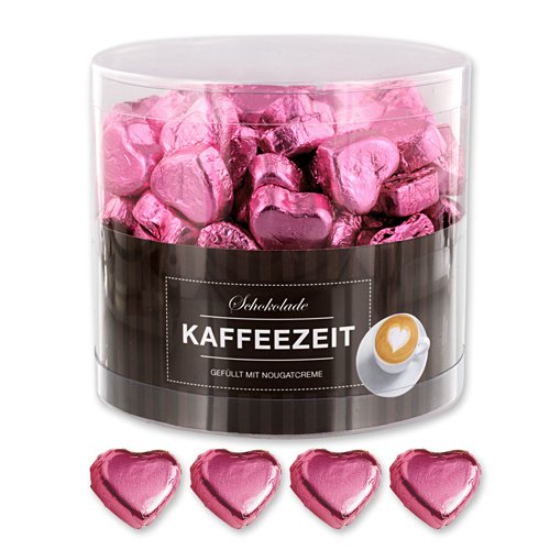Günthart 150 rosa Schokoladen Herzen mit Nougatfüllung - Nougatcreme Kaffeezeit von Günthart