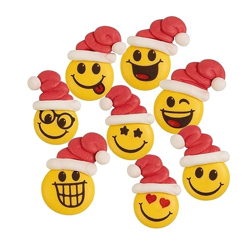 Günthart | 90 Gesichter mit Nikolausmützen | aus Zucker | essbare Tortendekoration | geeignet für jegliche Süßspeisen | passend zur Weihnachtszeit | lachende und lustige Gesichter von Günthart