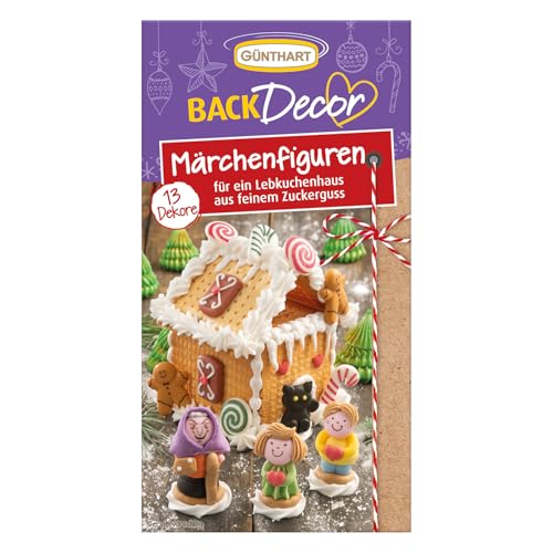 Günthart BackDecor 13 Märchenfiguren aus Zucker für einLebkuchenhaus aus feinem Zuckerguss, 1er Pack (33 gr)( von Günthart