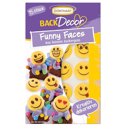 Günthart BackDecor 15 Zucker Funny Faces gelb aus Zucker mit lustigen Aufdruck Günthart BackDecor 15 Zucker Funny Faces gelb aus Zucker mit lustigen Aufdruck von Günthart