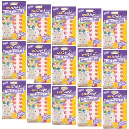 Günthart BackDecor 15 x je 48 süße bunte Zuckerherzen in sechs verschiedenen Farben, Herzen aus Zucker in grün, blau, lila, gelb, rosa und orange Günthart BackDecor 15 x je 48 süße bunte Zuckerherzen in sechs verschiedenen Farben, Herzen aus Zucker in grün, blau, lila, gelb, rosa und orange von Günthart